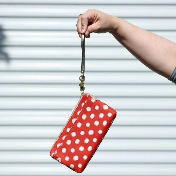 NEW Coach Crazy Dot Double Zip Wallet in Desert Sky - Picture 3 of 9